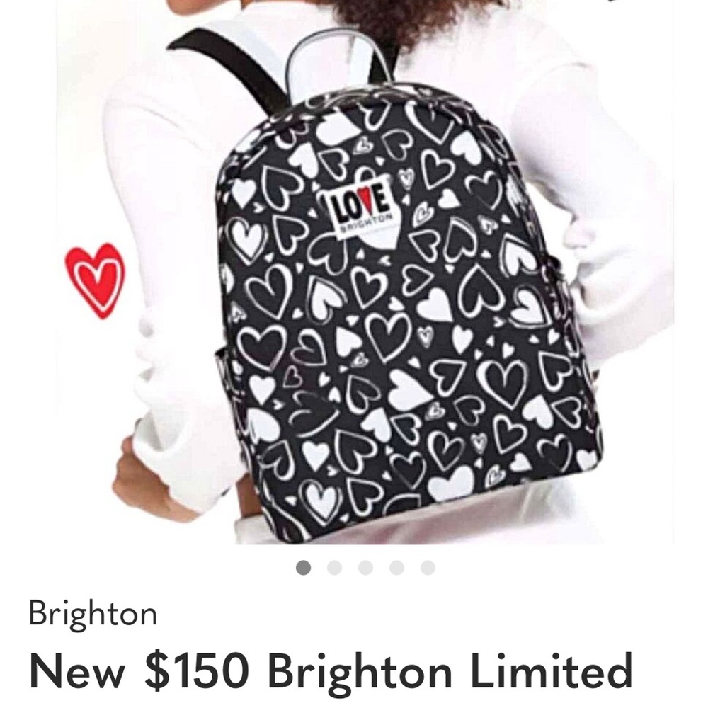 Brighton Black and White Heart Backpack Brand New